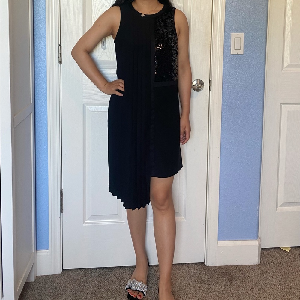 Topshop black asymmetric sequins dress US size 2